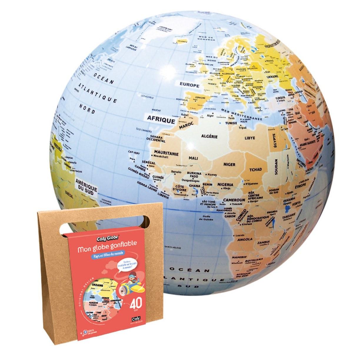 Mon Globe Gonflable - Pays et Villes du Monde - 40 cm Caly