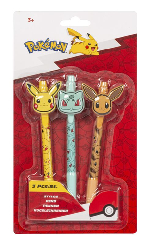 Set de 3 Stylos a bille Bleu Pokemon