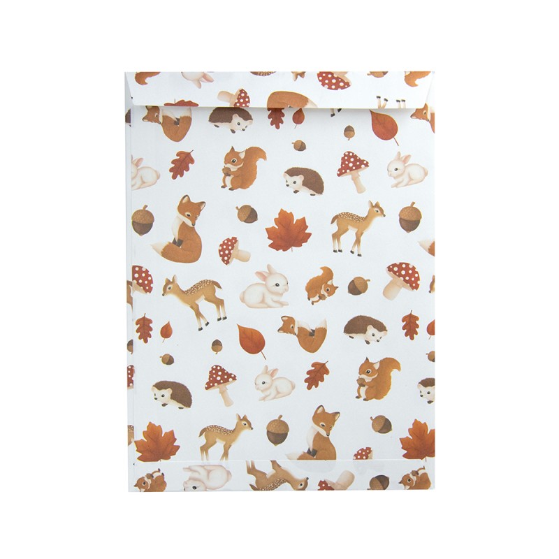 Lot de 8 pochettes papier animaux woodland