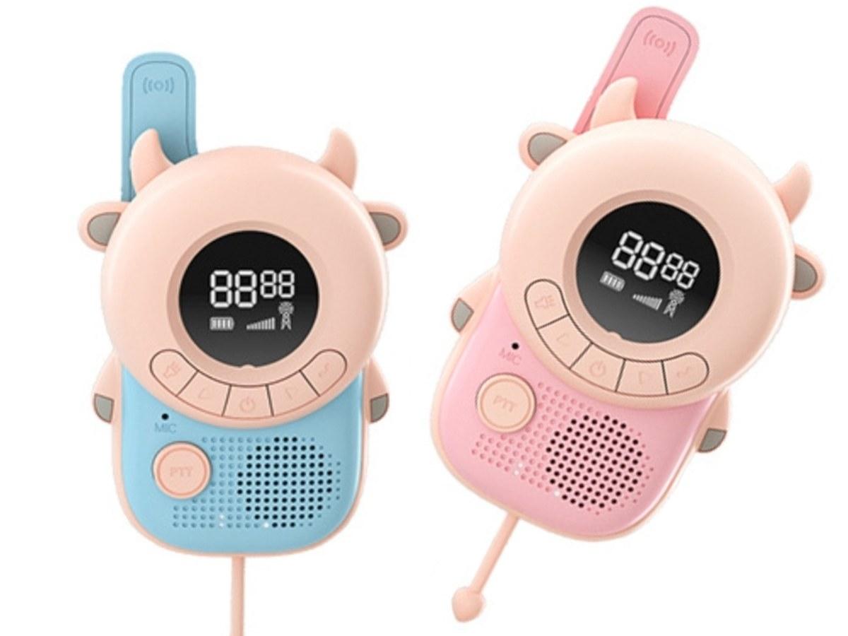 Talkie-Walkie Enfant - 8 Canaux PMR446 - Fonction VOX et Lampe Torche - Distance 3 km - Design Vache