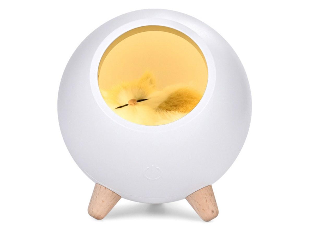 Veilleuse enfant Chat - 3 intensités d’éclairage ajustables - Batterie rechargeable - Blanche