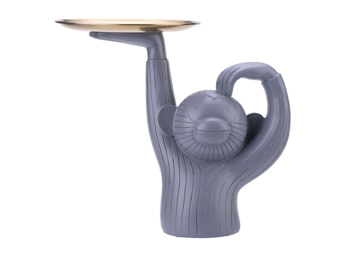 Statuette en résine en forme de singe avec plateau - Objet décoratif moderne et pratique - Grise