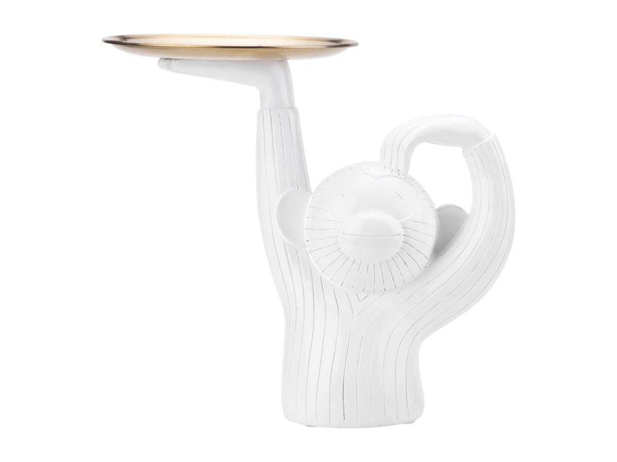 Statuette en résine en forme de singe avec plateau - Objet décoratif moderne et pratique - Blanche