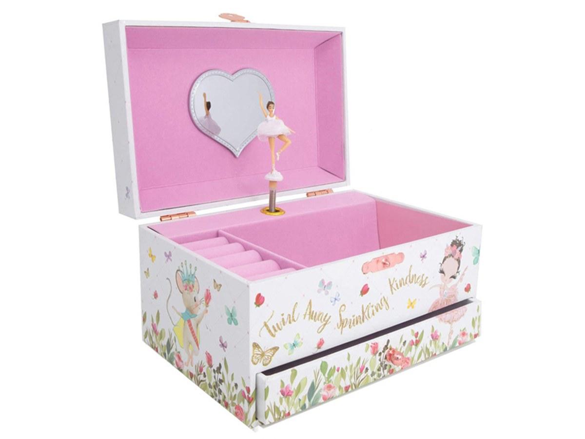 Boîte à Musique avec Ballerine - Mécanisme à Remonter, Miroir et Rangement Bijoux