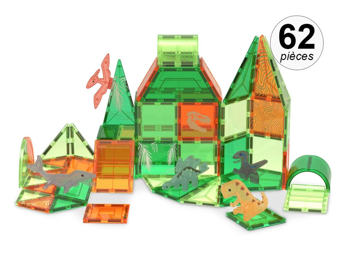 Jeu de construction magnétique - 62 pièces - À partir de 3 ans - Dinosaures