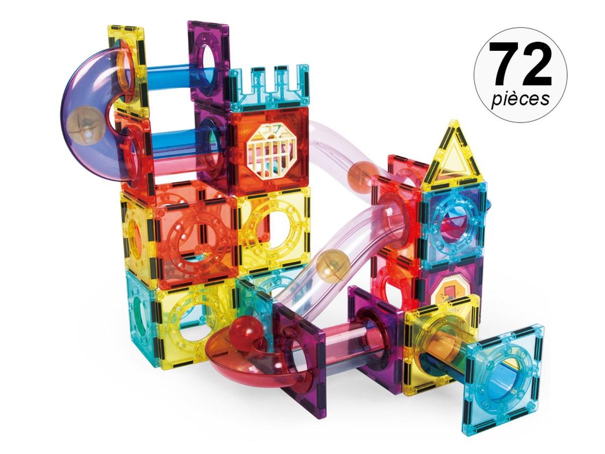 Jeu de construction magnétique - 72 pièces - Tuyaux et billes - Circuit à billes modulable - S