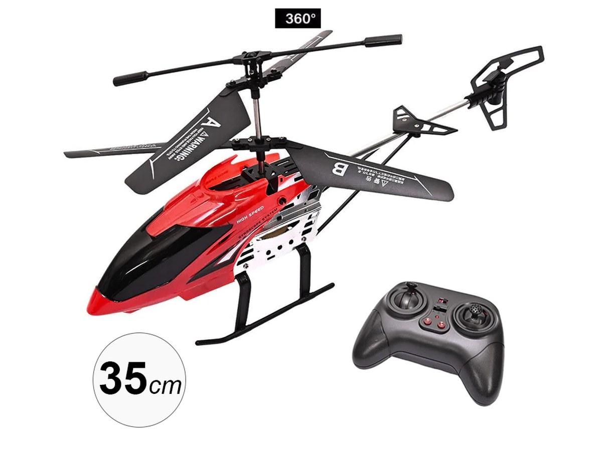 Hélicoptère télécommandé 3,5 CH avec gyroscope - 35 cm - Éclairage LED - Rouge