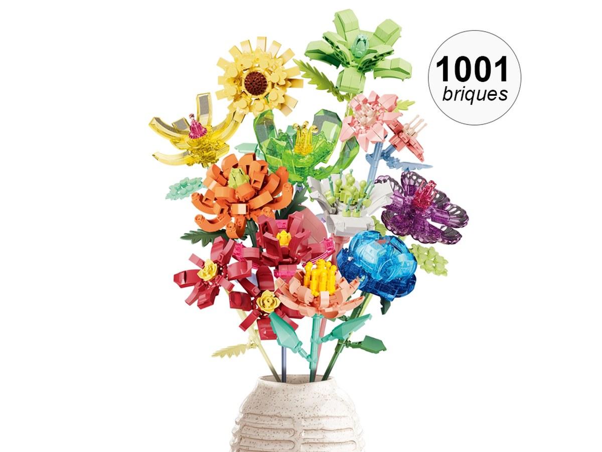 Jeu de Construction 12 en 1 - Bouquet de Fleurs Colorées - 1001 Briques