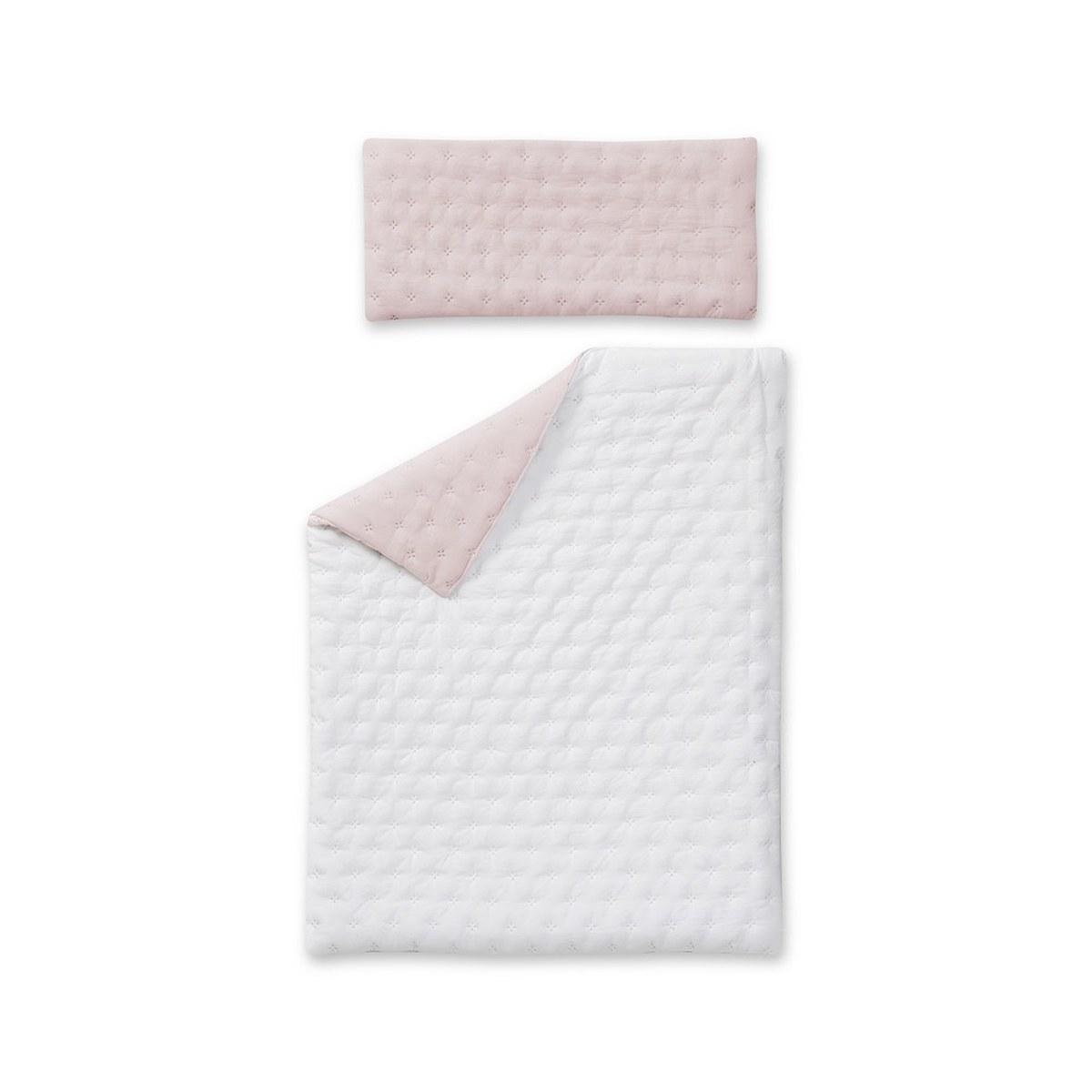 Berceau pliant en hêtre avec matelas - gaufré Interbaby - rose