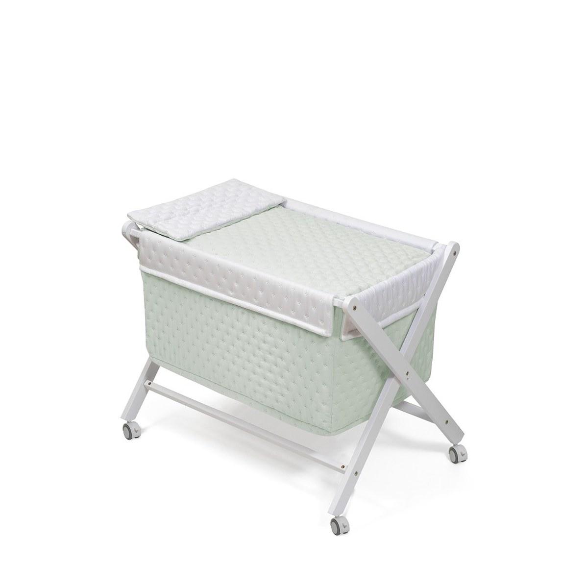 Berceau pliant en hêtre avec matelas - gaufré Interbaby - vert