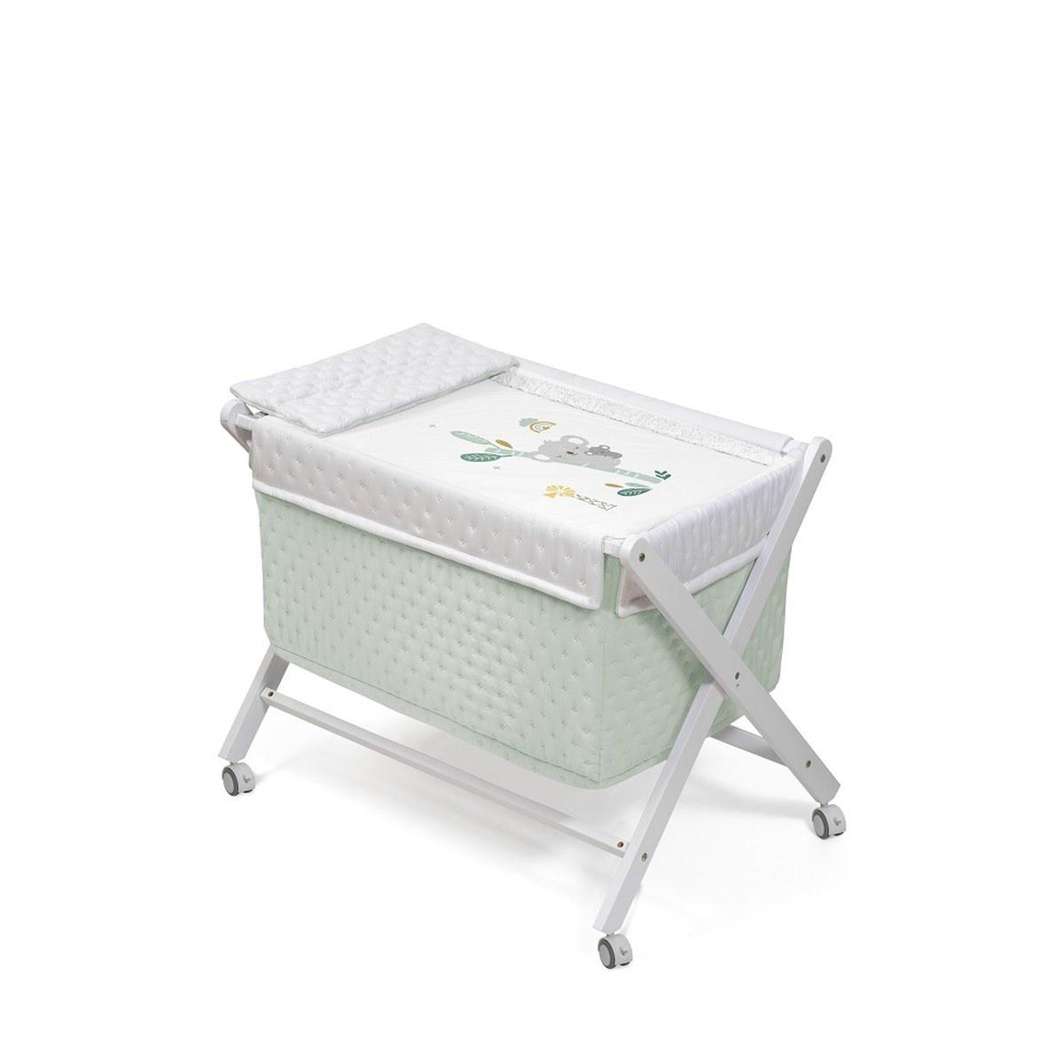 Berceau pliant en hêtre avec matelas - Koala à la ferme Interbaby - vert