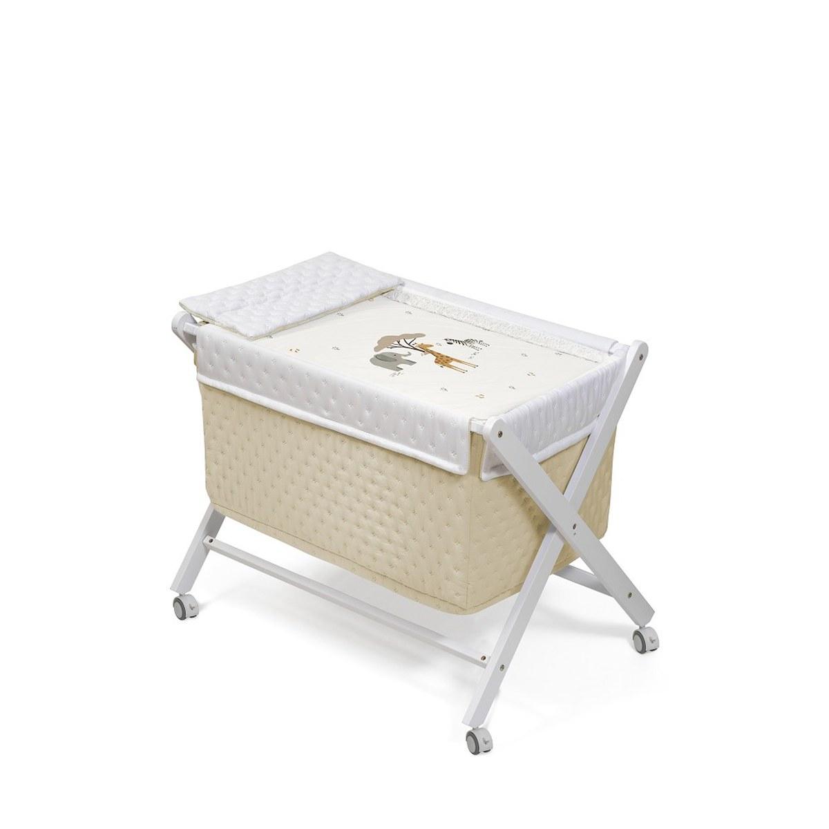 Berceau pliant en hêtre avec matelas - Girafe de la savane Interbaby - beige