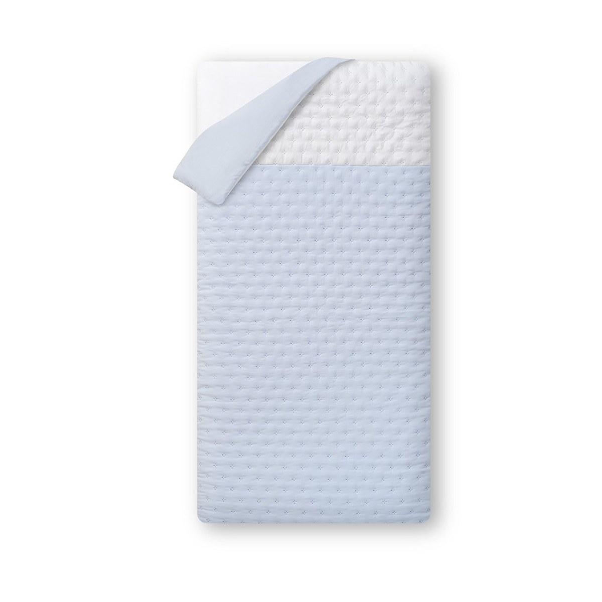 Parure de lit bébé 2 pièces - gaufré Interbaby - bleu