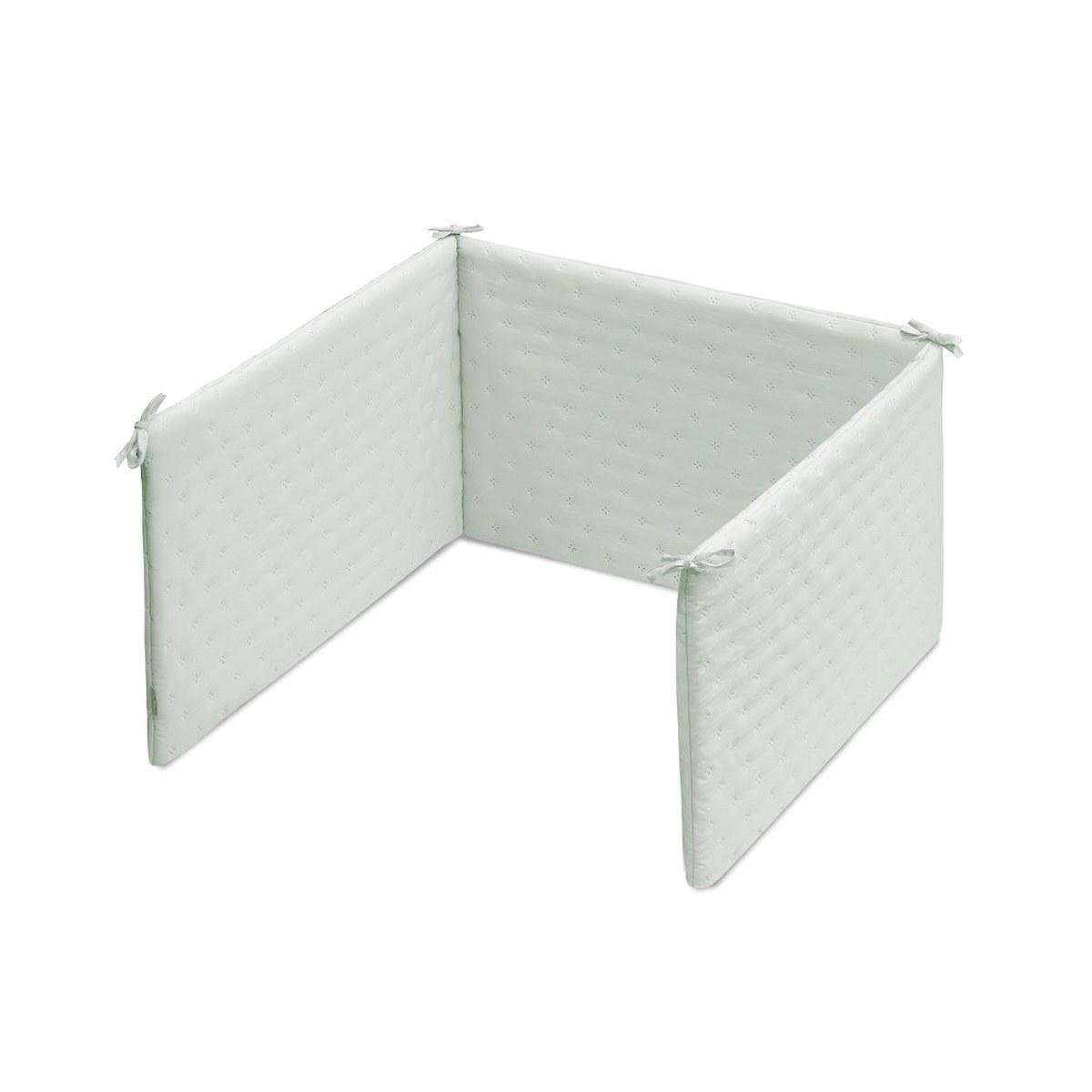 Parure de lit bébé 2 pièces - couette + tour de lit - Lapin et nuages Interbaby - blanc et vert