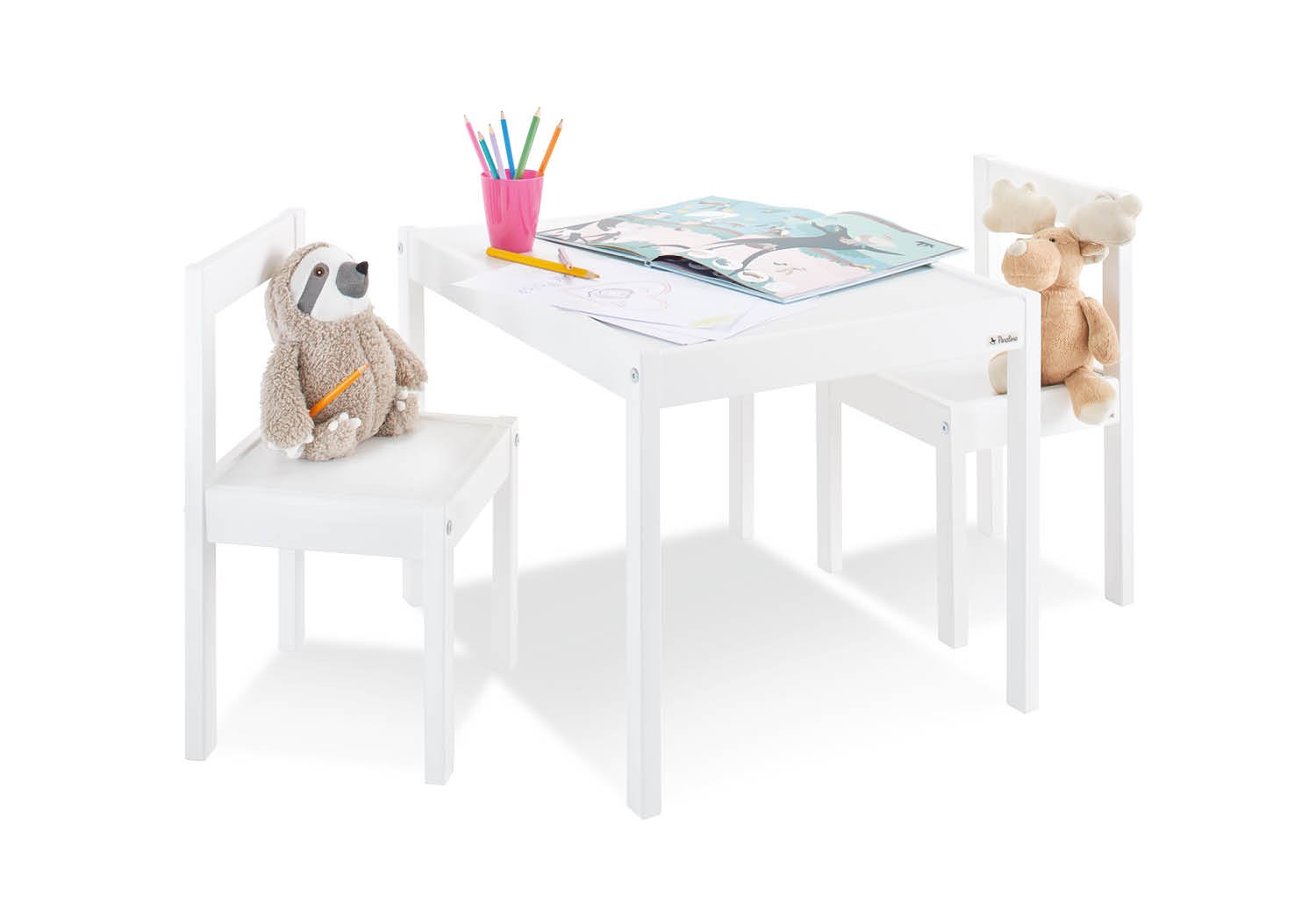 Table et chaises enfant Olaf - 3 éléments - blanc Pinolino
